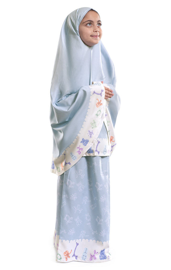 Ice Blue Islamic Kids Prayer Wear | Urban Rugs