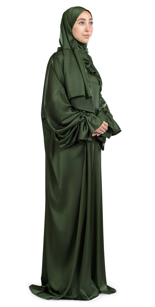 Olive Satin Islamic Prayer Wear | Urban Rugs UAE

