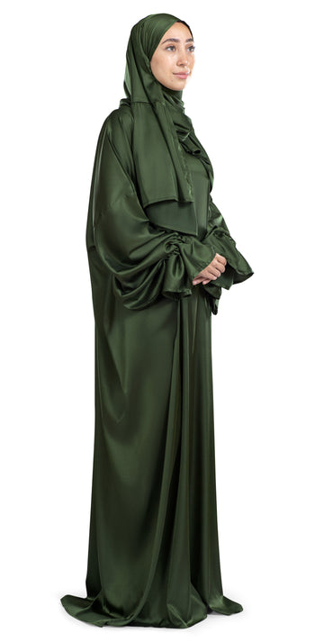 Olive Satin Islamic Prayer Wear | Urban Rugs UAE

