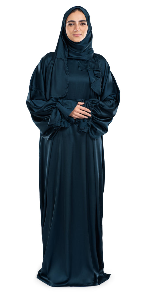 Navy Satin Islamic Prayer Wear | Urban Rugs UAE
