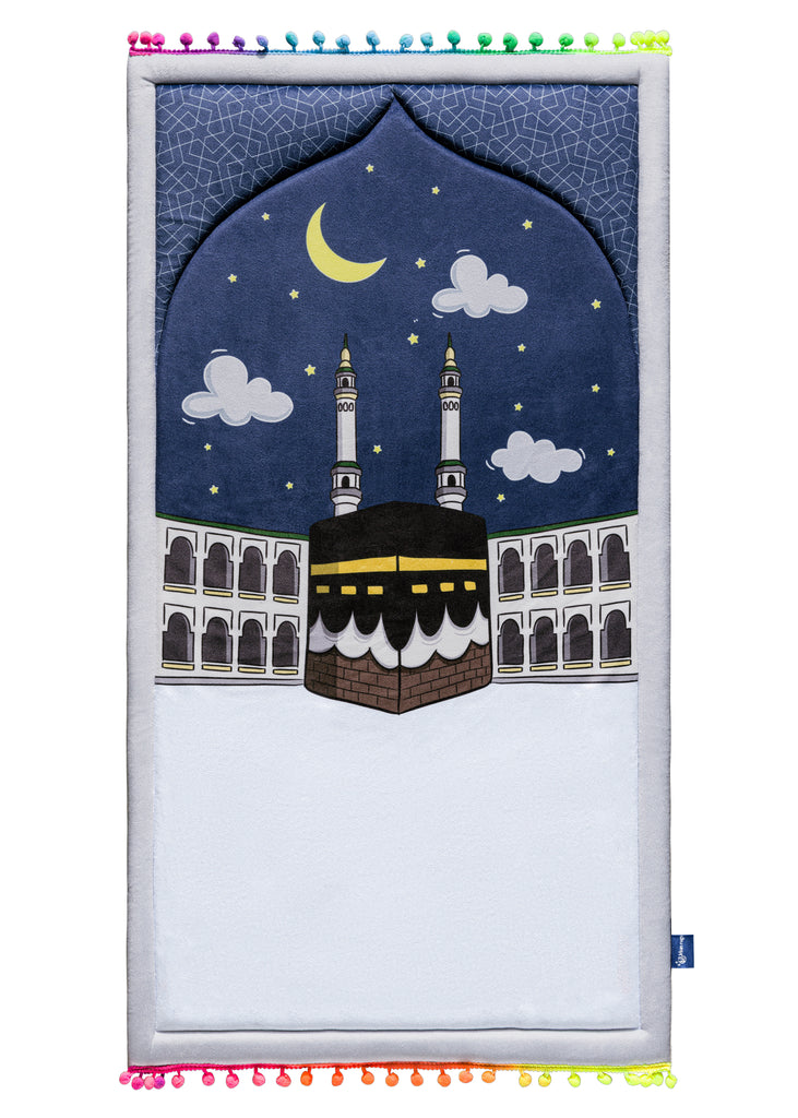 Kaaba Midnight Cushioned Kids Prayer Musallah | Urban Rugs