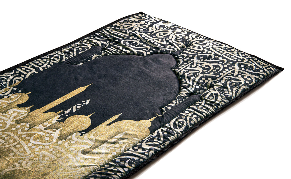 Dark Arabic Calligraphy Premium Prayer Mat | Urban Rugs UAE – URBAN ...