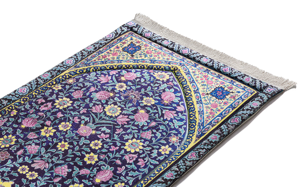blue blossoms vintage cushioned prayer matt | Urban Rugs