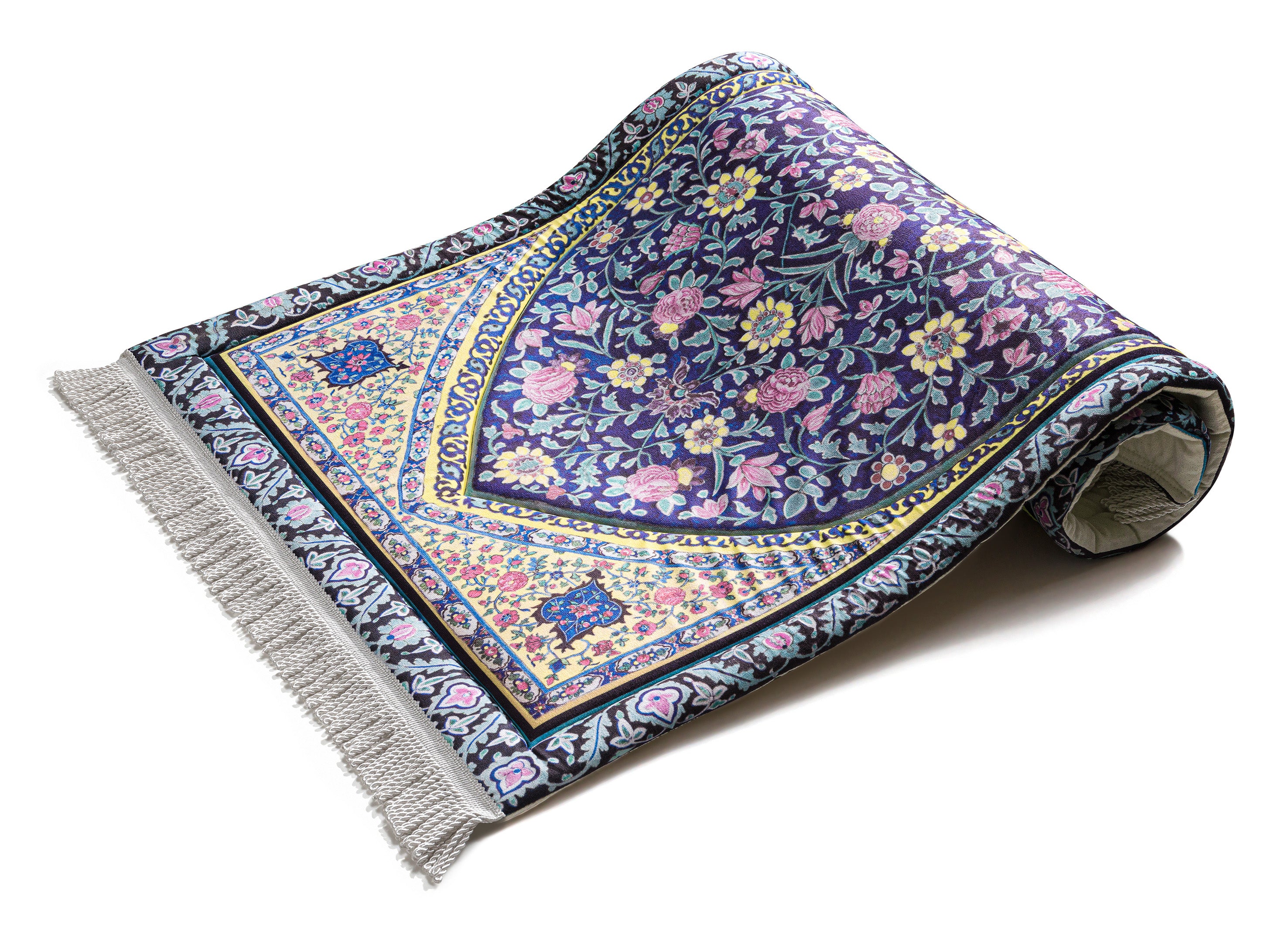 Premium Prayer Rug Navy Blossoms Premium Prayer Mat | Urban Rugs UAE – URBAN RUGS TRADING ...