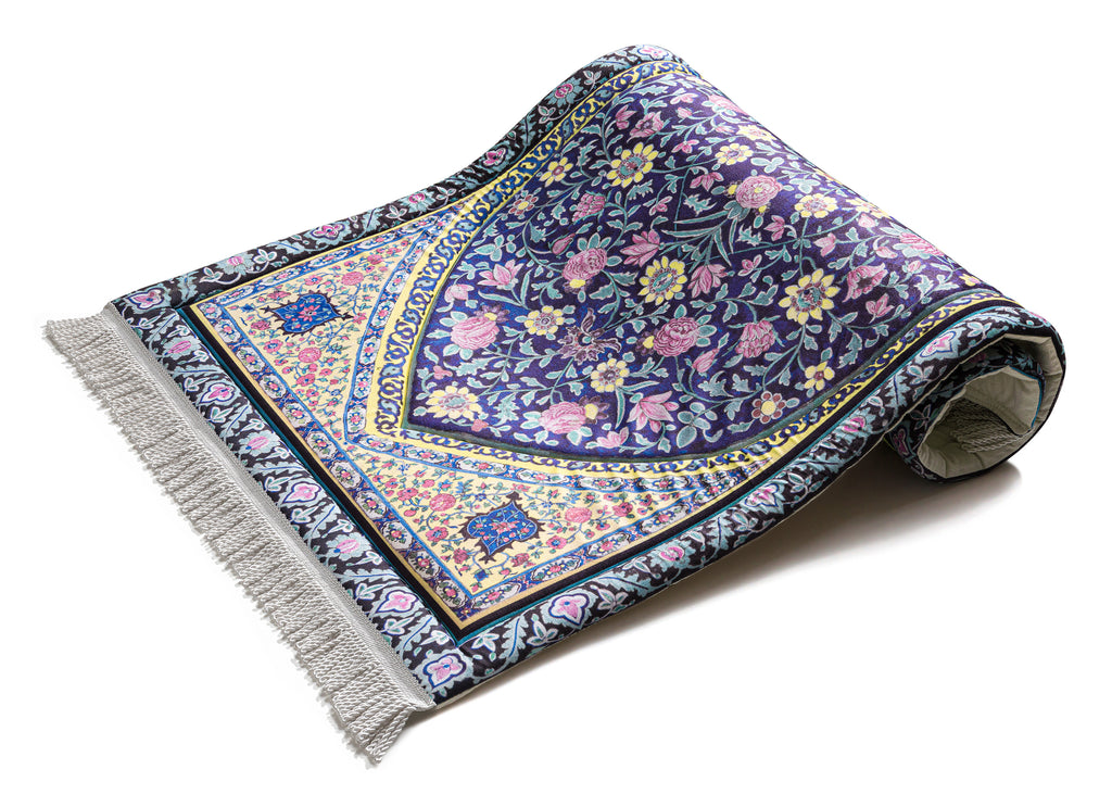 blue blossoms vintage cushioned prayer matt | Urban Rugs